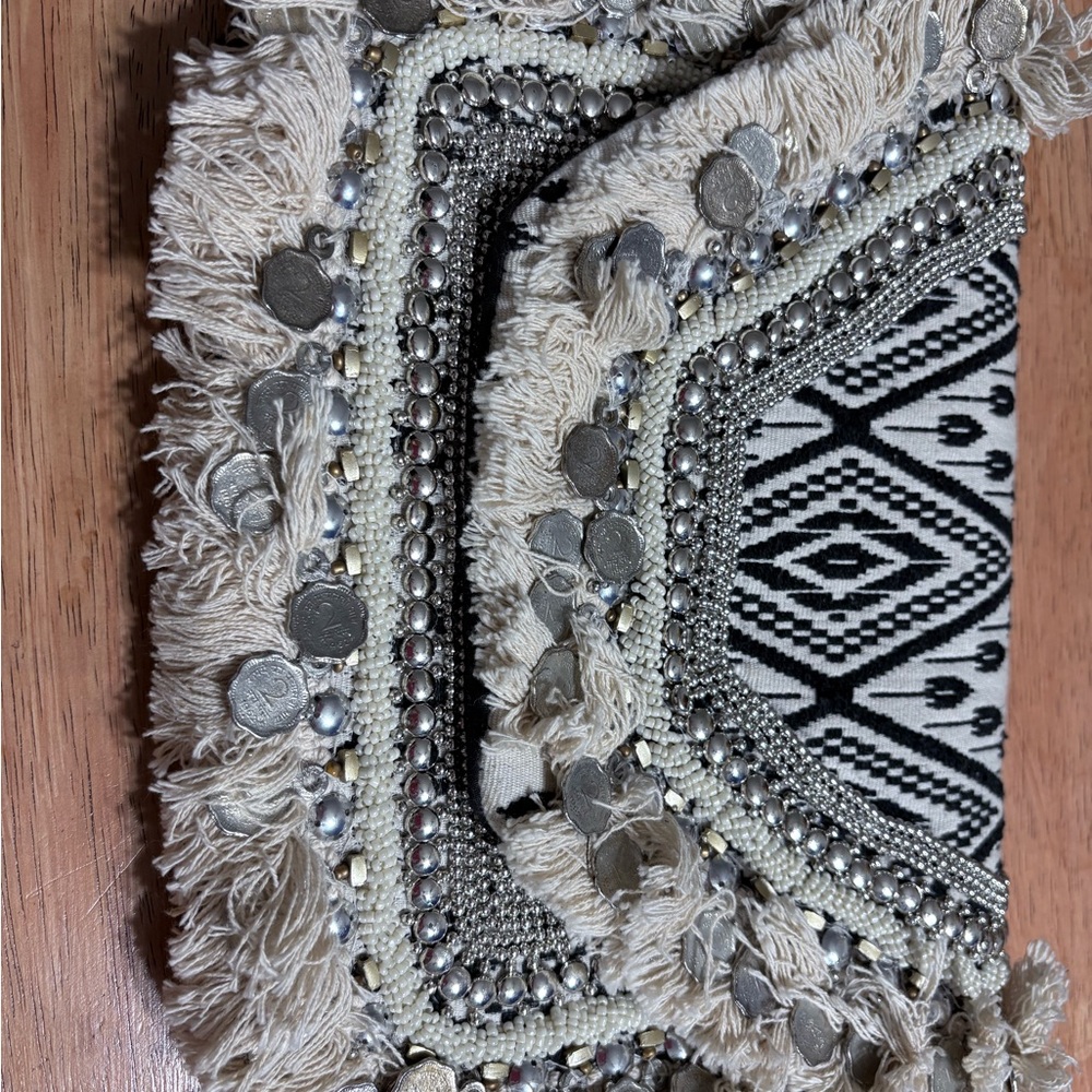 Antik Kraft Black and Cream Clutch